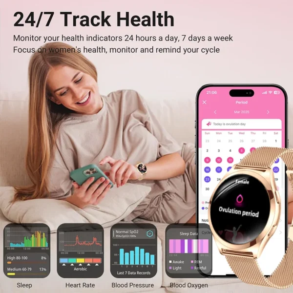 2025 Smart watch Ladies Full touch Screen Sports Fitness watch IP68 waterproof Bluetooth Call For Android iOS Smart watch Female - Image 3