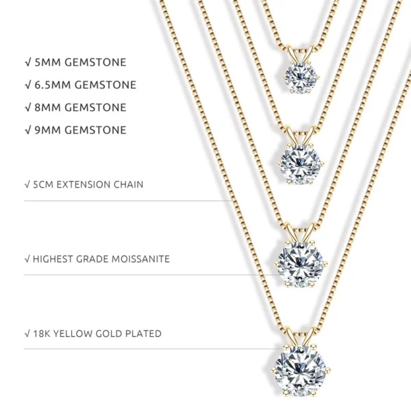 Classic 0.5CT-5CT D Moissanite Pendant Necklace Adjustable Chain 925 Silver for Women GRA Certificate 2CT 3CT 4CT Lab Diamond - Image 2