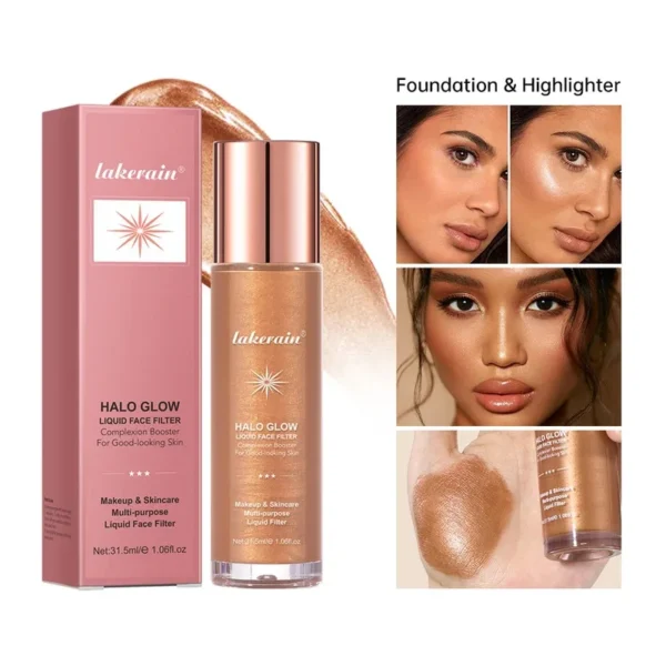 Halo Filter Liquid Highlighter Face Contouring Pearlescent Makeup Brightener Bronzer Glow Body Contour Shimmer - Image 2
