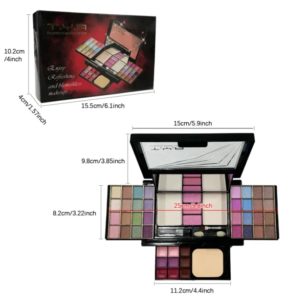 TYA Makeup set 46 colors Pearl eye shadow Powder puff Powder blusher Lip gloss set combination T6145 - Image 5