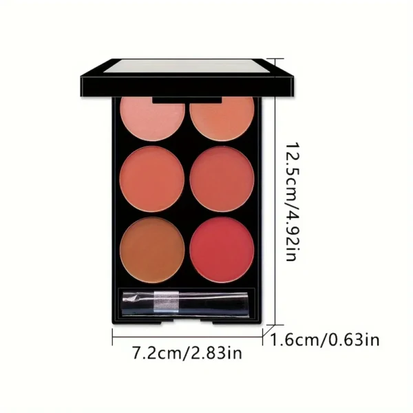 6-color blush and contouring all-in-one palette, pearlescent matte powder makeup palette - Image 6