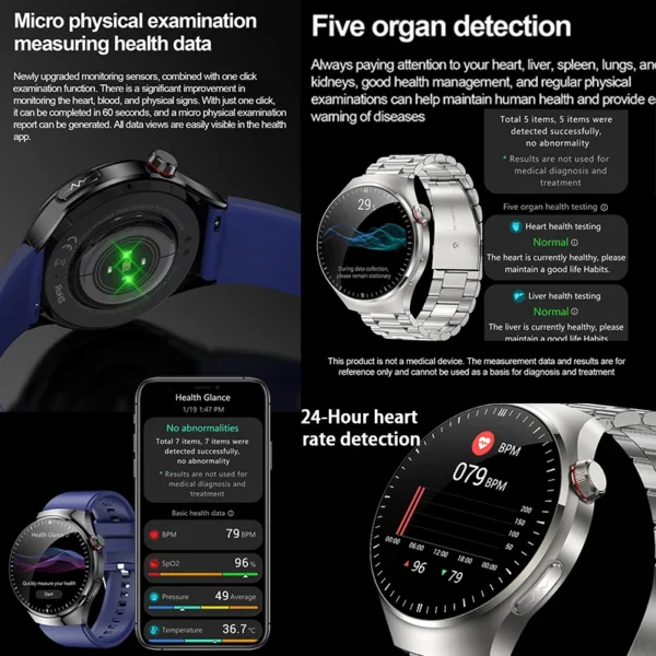2025 New Blood Lipids Uric Acid Blood pressure Smart Watch Men ECG+PPG Fitness Tracker Clock Heart Rate Bluetooth call Smartwatc - Image 5