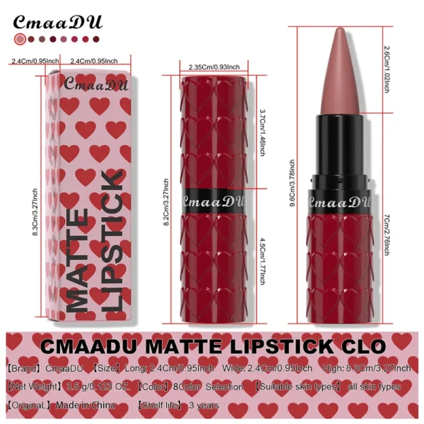 Velvet Matte Lipstick Pencil Waterproof Long-Lasting Sexy Nude Red Brown Non-Sticky Solid Lip Gloss Lip Liner Makeup - Image 6