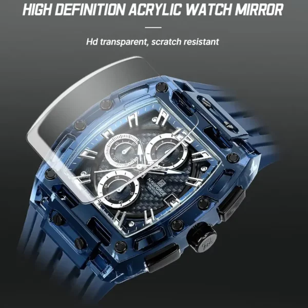 NAVIFORCE Fashion Men Watch Quartz Chronograph Clock 3ATM Waterproof Silicone Band Sports Casual Date Display Male Wristwatches - Image 5