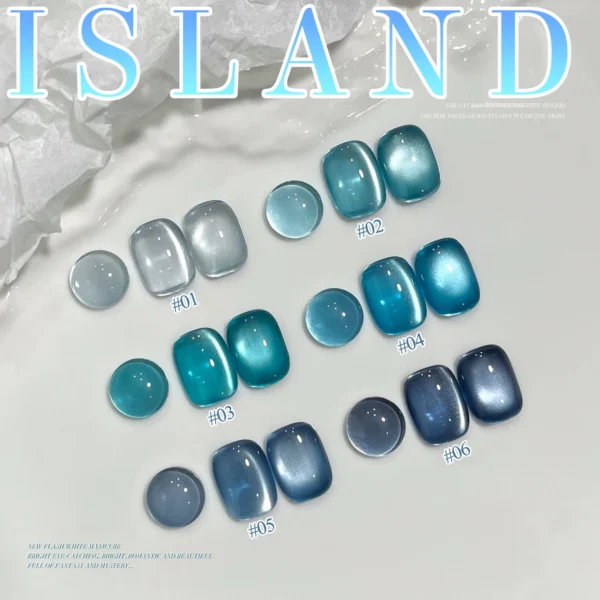 1-12pcs TC Summer Blue Glass Bead Cat Eye Gel Nail Polish Flash White Spar Nude Color Magnet Nail Art Gel Salon Christmas Nails - Image 5