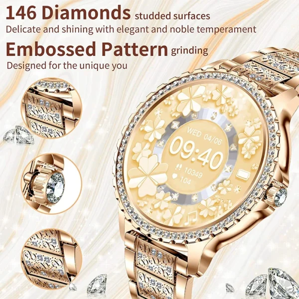 2024New Fashion Women Smart Watch 360*360 HD Screen Sports Bracelet Custom Dial Heart Rate Voice Call Smartwatch For Android IOS - Image 2