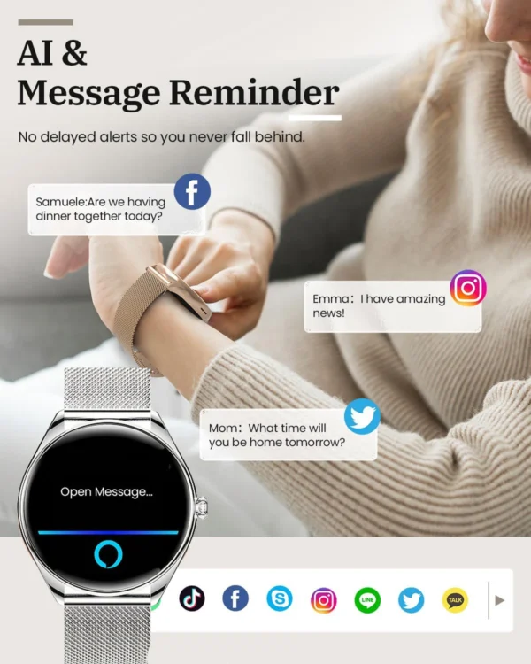 For Android IOS Ultra Thin SmartWatch Women 1.43" AMOLED 466*466 HD Pixel Display Always Show Time Call Reminder men Smartwatch - Image 3