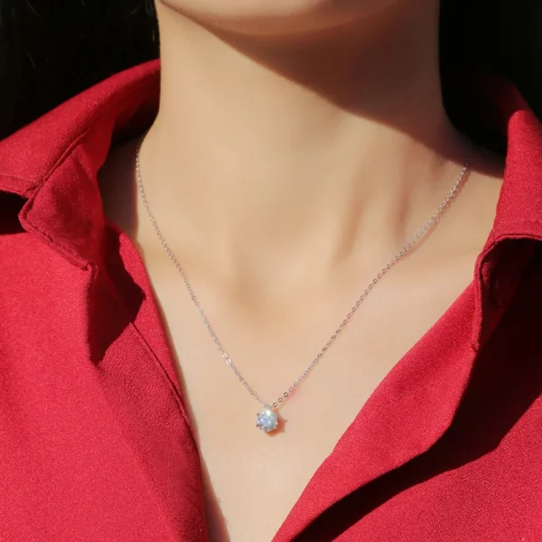 925 Sterling Silver Moissanite Classic 6 Prong Pendant Necklace Decoration High Fashion Wedding Anniversary Gift for Couple - Image 4