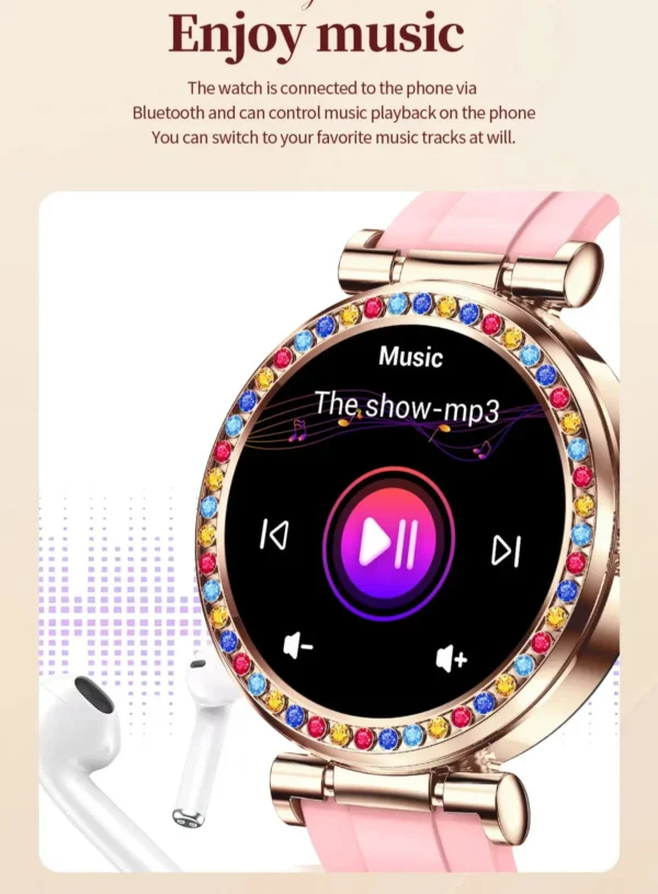 Voice Calling Smart Watch Shinning Diamonds Steel Wristband Fitness Watches Health Monitoring Multi Sports Modes Lady Smartwatch - Image 5