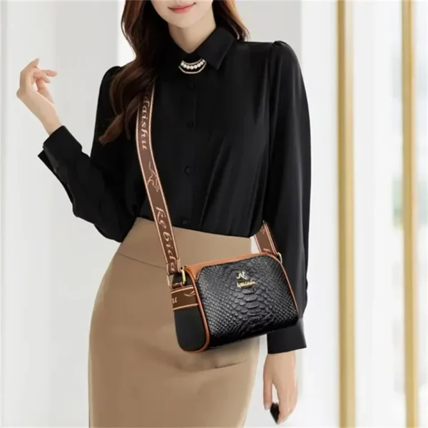 Women's Crocodile Pattern Shoulder Bags Ladies Crossbody Bag With Adjustable Strap Quality Soft Leather Handbags Messenger Sac - Image 2