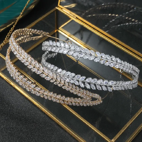Luxury Bridal Headbands For Wedding Headpiece Cubic Zirconia CZ Bride Crowns Tiaras Women Girl Hairbands Hair Jewelry Headdress