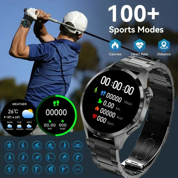 2025 New NFC GPS Sport Smart Watch for Men 1.52 "AMOLED Screen Heart Rate Monitor Bluetooth Call IP68 Waterproof GT4 Smartwatch - Image 5
