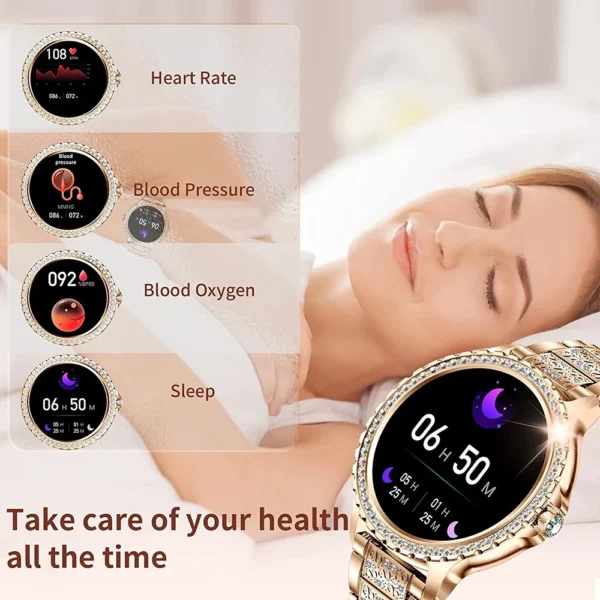 2024New Fashion Women Smart Watch 360*360 HD Screen Sports Bracelet Custom Dial Heart Rate Voice Call Smartwatch For Android IOS - Image 6