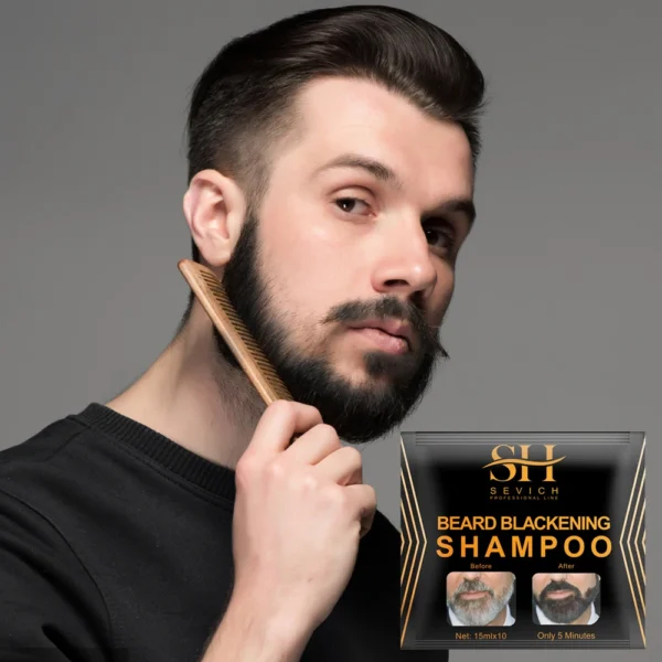 5-20PCS Natural Hair Dye Black Beard Shampoo Beard Paint Men Beard Coloring Dye 5 Minutes Temporary Blackening Moustache Shampoo - Image 2