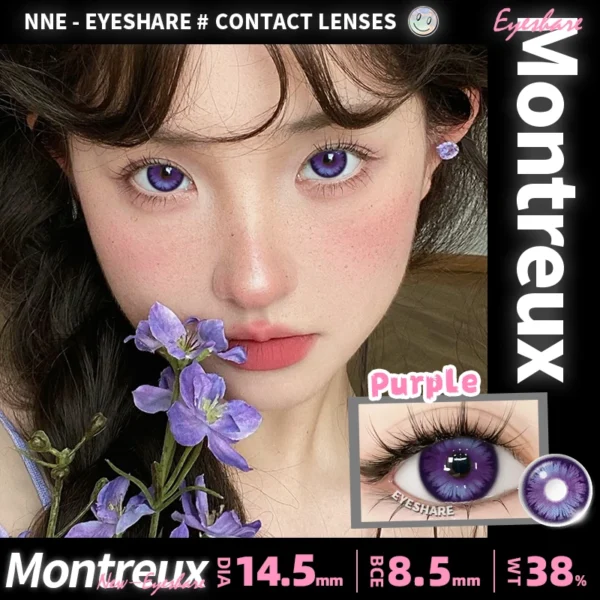 EYESHARE 1 Pair Purple Lenses for Eyes Color Contacts Lens Anime Pink Lenses Blue Pupils for Eyes Y2K Lenses for Natural Eyes - Image 2