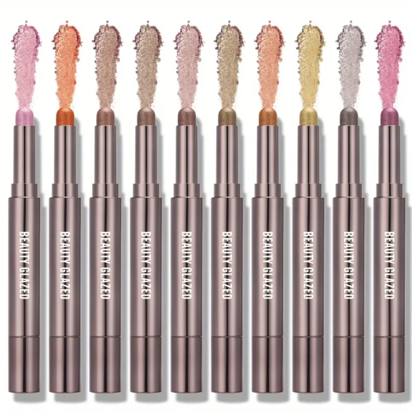 BEAUTY GLAZED 10 Colors Eyeshadow Stick Long-lasting Waterproof Eyeshadow Pen with Double Head Brush Matte and Shimmer Shade - Image 6