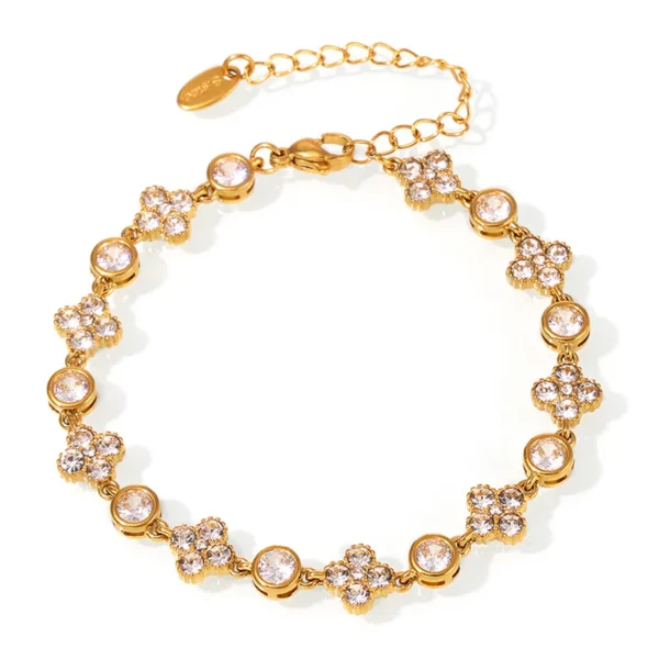 Nivora 16CM Stainless Steel Wrist Chain Bracelets Bling Cubic Zircon Flower Charm Bracelets For Women Golden Waterproof Jewelry - Image 6