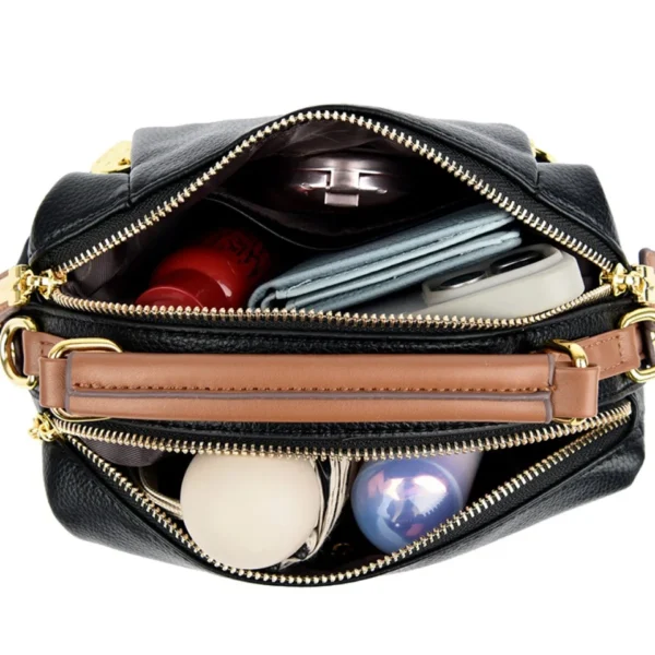 2 Layers Shoulder Totes Bags for Women Quality Pu Leather Wide Strap Hand Bags Designer Arrow Zipper Ladies Crossbody Bag New - Image 6