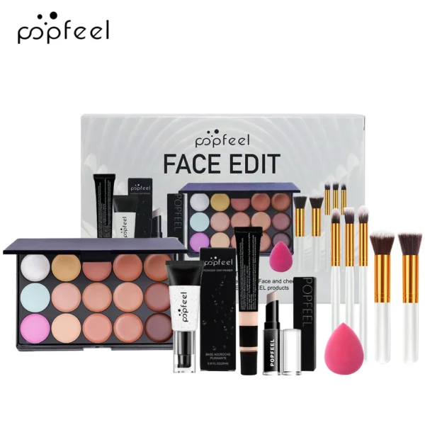 POPFEEL All-in-One Makeup Kit Gift Set With concealer，makeup-Lotion，foundation，powder prff，makeup brushes，Makeup novice - Image 2