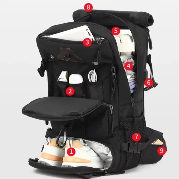 XOKY 80L Travel Backpack Large Capacity Multiple Storage Spaces Anti Theft Backpack with Dry Wet Separation 8106 - Image 2