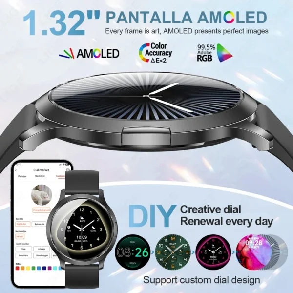 LIGE Smart Watch Women 1.32"AMOLED Smartwatch Ultra-Clear Screen Fitness Tracker Health Watches Men Waterproof Reloj Inteligente - Image 2