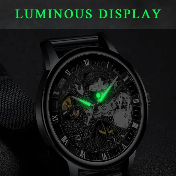 Winner Stainless Steel Mesh Band Transparent Classic Thin Case Hollow Skeleton Mens Male Mechanical Wrist Watch Top Brand Luxury - Image 5