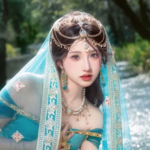 Chinese Style Dreamy Purple Crystal Novel Hair Accessories Hanfu Heart Hollow Chain Retro Bridal Headdress Drop Pendant Hairpin