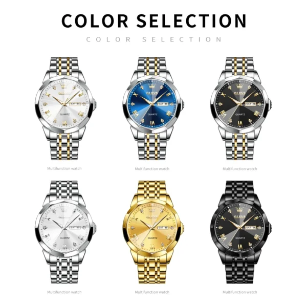 OLEVS New Watch for Men Original Quartz Waterproof Male Wristwatch Gold Stainless Steel Strap High-end Luxury Man Watch Clock - Image 6