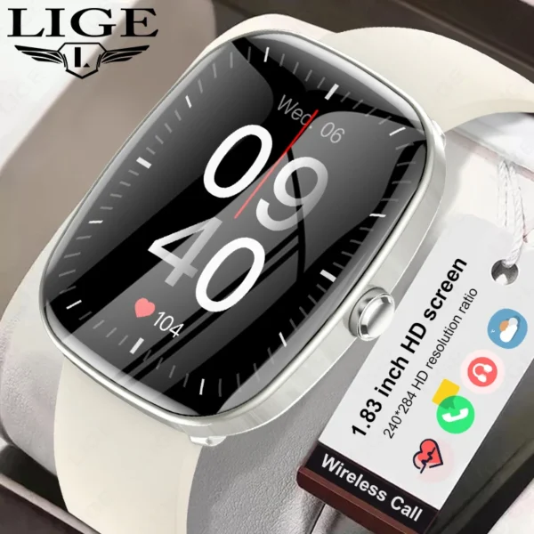 LIGE Waterproof Smart Watches Men 1.96 inch Reminder Bluetooth calling 350mAh Smartwatch Women 100+ Sport Mode Monitor Bracelet
