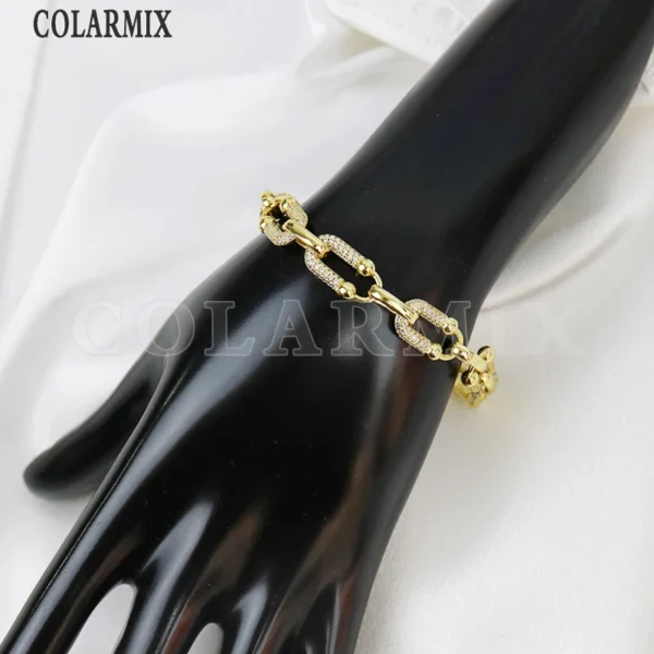 Classic Zircon U Shape Bracelet 18K Gold Plated Gold Chains Fashion Jewelry Style 40435 - Image 3