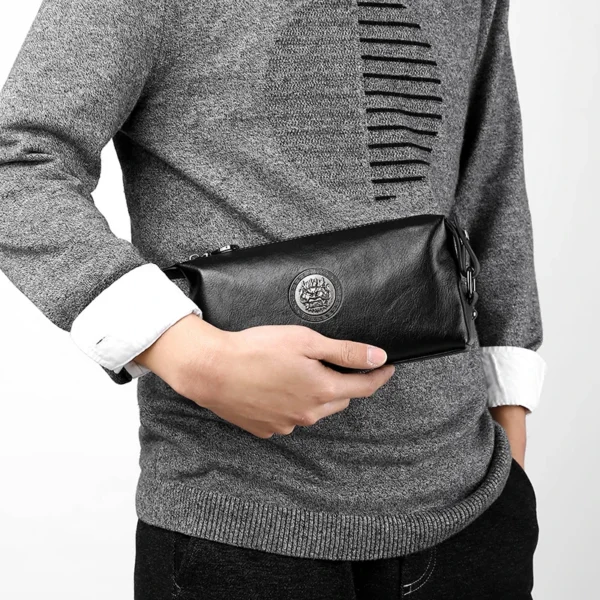 High Quality Cowhide Men's Brand Handbag Wallet Card Bag Bag For Men Sacoche Homme Bolso Hombre Necessaire Clutch Wallet For Men - Image 2