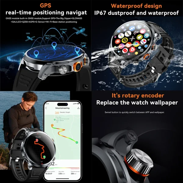 4G Smart Watch 1.95 inch 680*680 AMOLED 8GB+128GB RAM 1100mah 500W Camera GPS WIFI Google APP Download Android 9.0 5G Smartwatch - Image 5