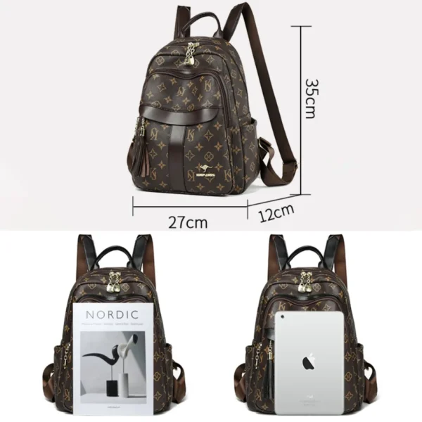 Ladies Backpack Designer High Quality Pu Leather Women Bag Luxury Printed Tassels School Bags Large Capacity A4 Backpacks Sac - Image 5