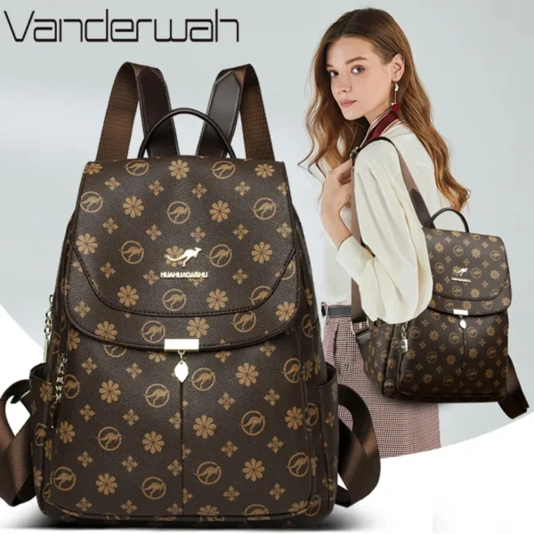 Ladies Backpack Designer High Quality Pu Leather Women Bag Luxury Printed Tassels School Bags Large Capacity A4 Backpacks Sac