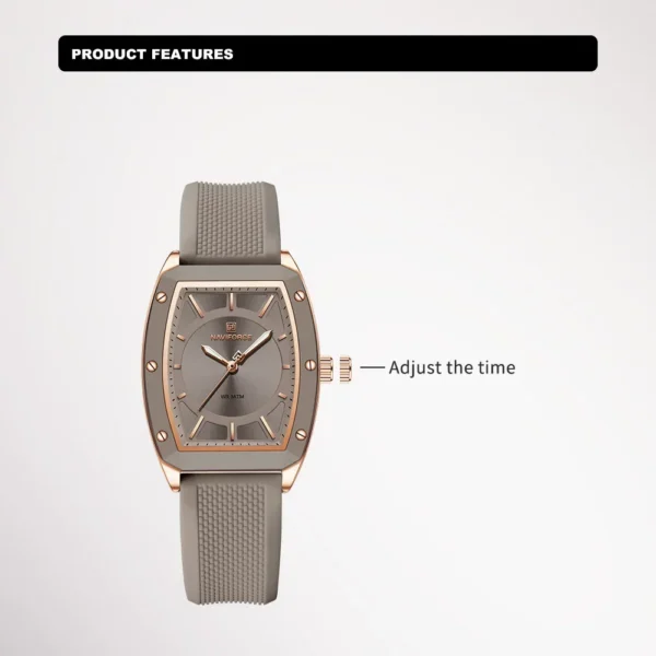 NAVIFORCE NF5049 Women Quartz Watches Silicone Strap Student Sports Watch Big Dial Simple Tonneau Waterproof Wristwatches - Image 4