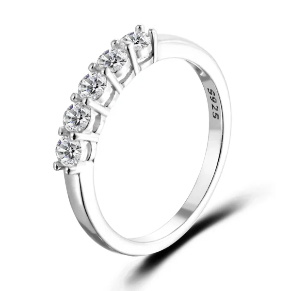 URMYLADY 0.5CT 3mm Gemstone Moissanite Rings for Women S925 Silver Matching Wedding Diamonds Band Stackable Ring White Gold Gift - Image 2