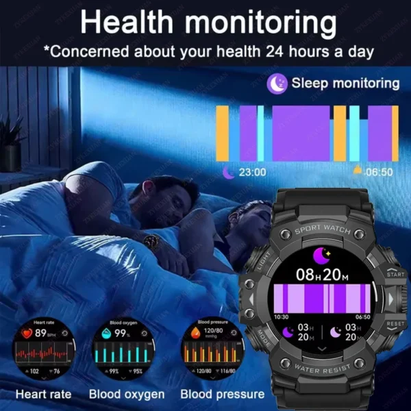 Military Outdoor Sports Watch Men 100+Sports Flashlight Compass Heart rate Bluetooth Call Waterproof Smart Watch For Android iOS - Image 4