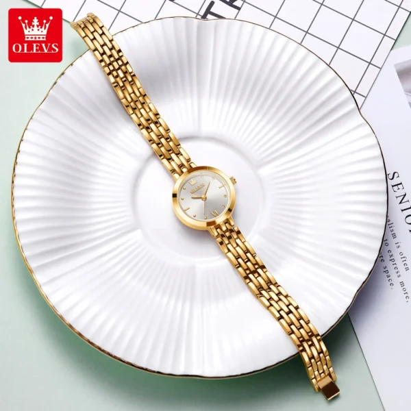 OLEVS Luxury Top Brand Women's Watches Elegant Fashion Gold Watch for Women Original Simple Quartz Waterproof Wristwatch Ladies - Image 2