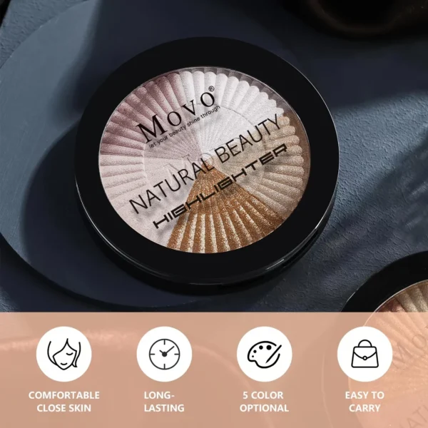 5 Colors Highlighter Powder Makeup Palette, Shimmer Glitter Highlighter Palette High Pigment Face Illuminator Makeup, Ideal Gift - Image 5