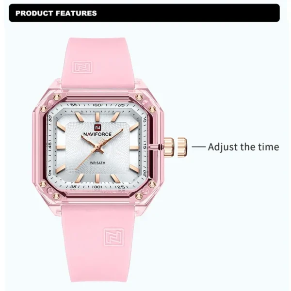 NAVIFORCE NF7106 Ladies Wristwatch Quartz Sports Casual Watches for Women 5ATM Water Resistant Silica Band Female Gift Clock - Image 4
