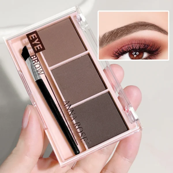 high quality 3-color brow powder palette, with brush, matte water and sweat resistant natural color brow powder long-lasting