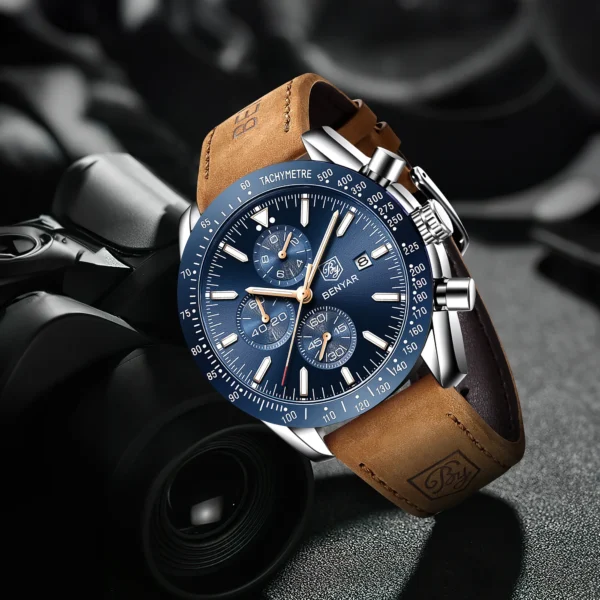 SAPPHERO Classic Quartz Men's Watch Chronicle Waterproof Men's Watch Leather Strap Business Casual Sports Clock