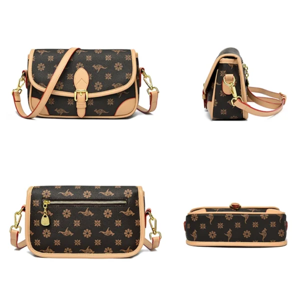 Women Quality Soft Leather Shoulder Bag Vintage Print Designer Crossbody Bag Ladies Handbags Small Purses Messenger Commuter Sac - Image 5