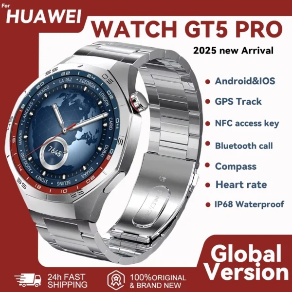 New Huawei WATCH GT 5 Pro Men Smartwatch NFC Sensing Compass Advanced Sports Smart Watch Sunflower GPS System Fashion Watch Gift