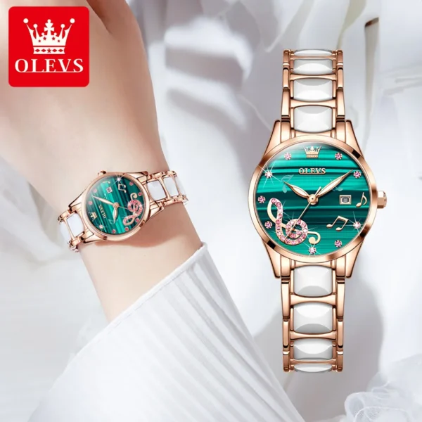 OLEVS Watch 3605 Women Original Luxury Quartz Watch For Women Waterproof Luminous Ceramic Strap Date Ladies Watch Gifts Reloj ﻿ - Image 4