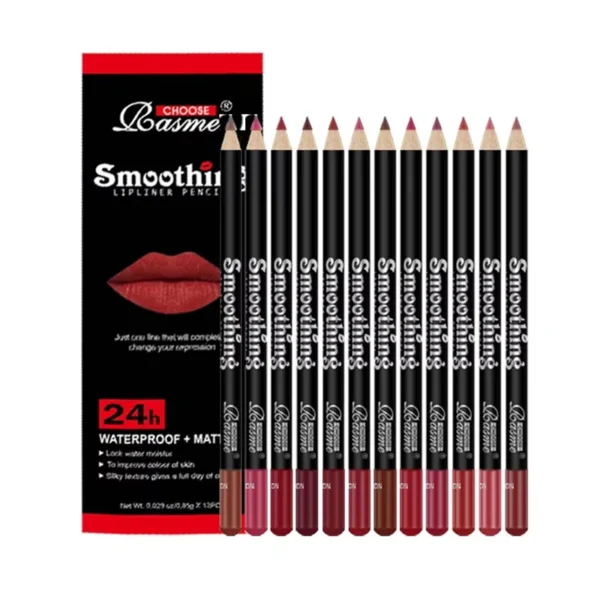 12pcs Lip Liner Pen 12 Colors Professional Lip Liner Pencil and Matte Lip Non-stick Cup Nude Lipstick Pencil SET - Image 5