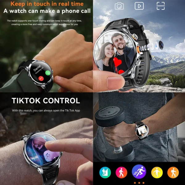 4G Smart Watch 1.95 inch 680*680 AMOLED 8GB+128GB RAM 1100mah 500W Camera GPS WIFI Google APP Download Android 9.0 5G Smartwatch - Image 4