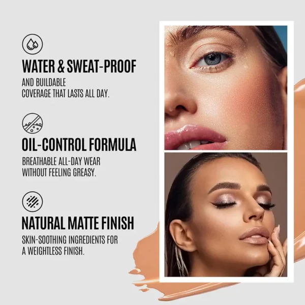 LOOKAVE Liquid Foundation Long Lasting Full Coverage Matte Cream CC Foundation Makeup Concealer Natural Liquid Base Moisturizing - Image 4