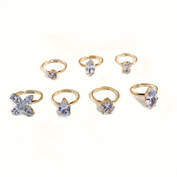 Summer Adjustable Women's Foot Ring Set Sparkling Rhinestone Heart-shaped Water Drop Shaped Foot Rings Beach Party Foot Jewelry - Image 5