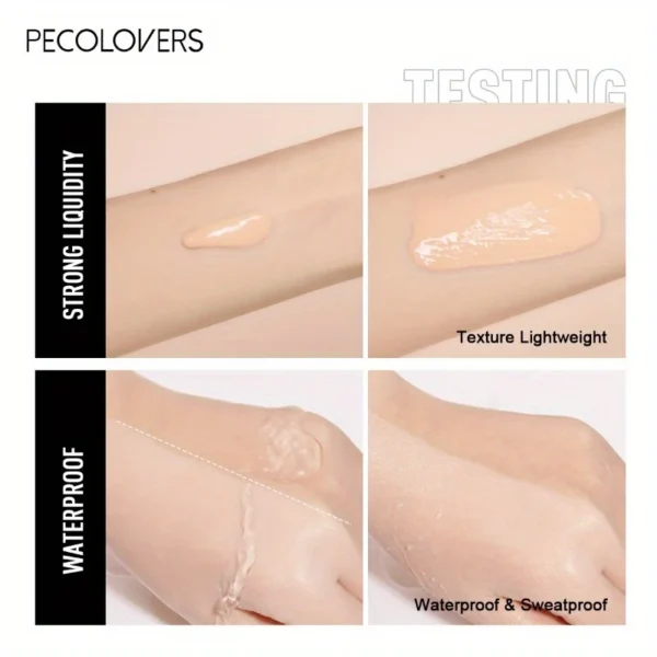 PECOLOVERS Matte Finish Liquid Foundation - Oil-Control, Waterproof, Full Coverage Concealer for All Skin Tones - Image 6